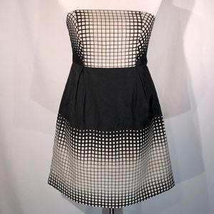 Tibi Tan & Black Square Print Strapless Dress (4)